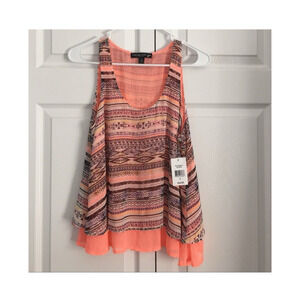 Living Doll Women’s Festival Southwestern Tribal Sleeveless Layered Tunic Size L